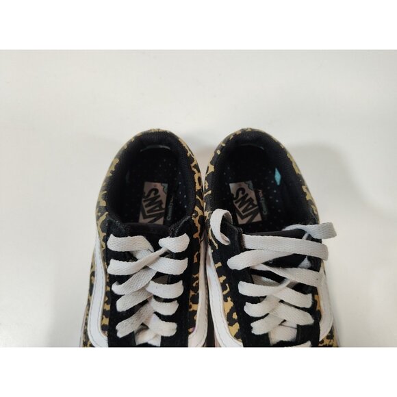 Vans Comfycush Old Skool Black Suede Cheetah Print Girls 1 Kids 721356 - Picture 10 of 11